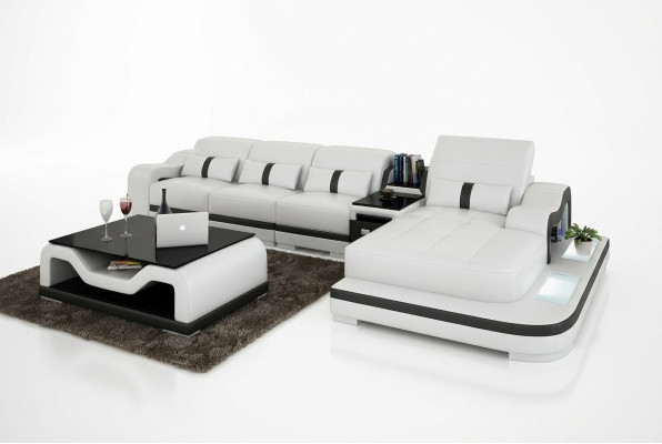 Ecksofa Stoff LForm Bettfunktion Couch Design Polster Textil Leder Eck