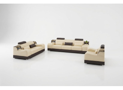 Designer Sofagarnitur 321 Sitzer Sofa Couch Leder Garnitur Polster Set