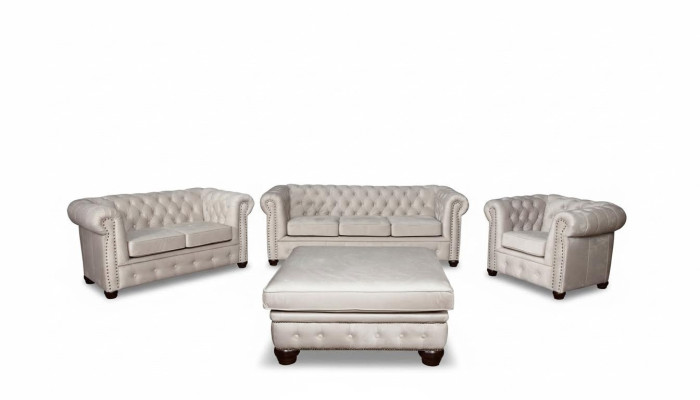 Chesterfield Sofagarnitur Couch Set 321+Hocker Sitz Polster Garnituren Textil
