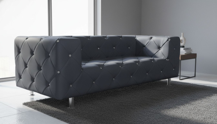 Dreisitzer Couch Polster Design Sofa 3er Sitz Sofas Zimmer Chesterfield Grau Neu