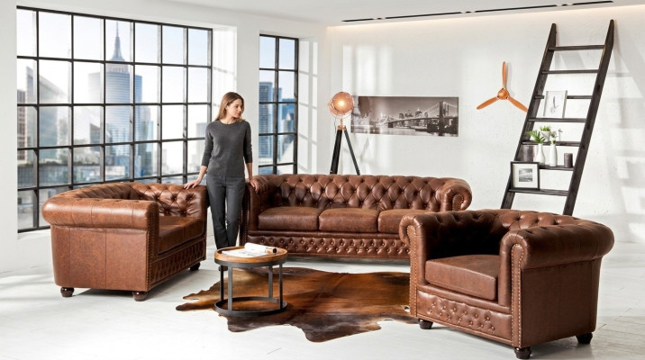 Sofagarnitur 3+2 Sitzer Neu Set Design Sofas Polster Deko Couchen Leder