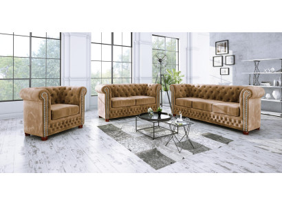 Chesterfield Sofagarnitur 3+2 Sitzer Sofa Sitz Couch Polster Garnitur Couchen