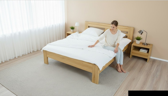 Schlafzimmer Möbel Set Bett Massivholz Nachttische 2x Betten Echtes Holz 3tlg.