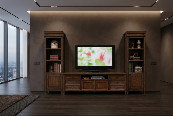Klassische Wohnwandvitrine Sideboard RTV Wandregal Schrank 3tlg.