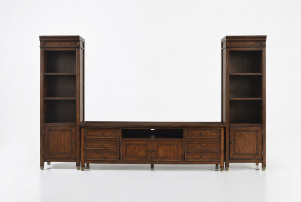 Klassische Wohnwandvitrine Sideboard RTV Wandregal Schrank 3tlg.