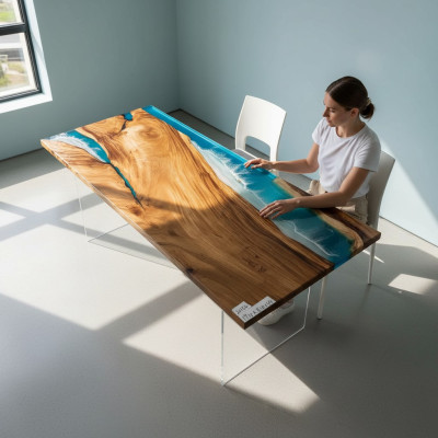 Esstisch River Table Echtes Holz Flusstisch Massiv Epoxidharz Deko Tische