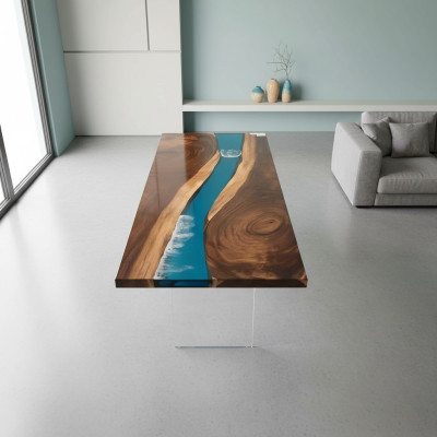 Epoxidharz Esstisch River Table Massiv 201x81 Flusstisch Neu Echtes Holz