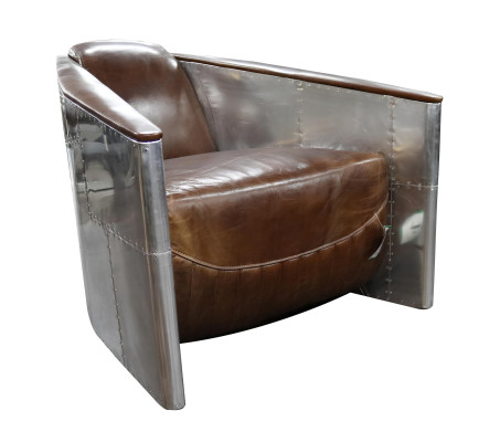 Aviator Sofa Sessel Echtleder Couch club Lounge Vintage Aluminium Flugzeug Retro