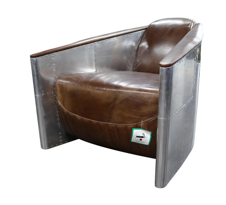 Aviator Sofa Sessel Echtleder Couch club Lounge Vintage Aluminium Flugzeug Retro