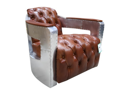Chesterfield Sessel Knopf Geschlossen Sitzen Shabby Vintage Tan Echtes