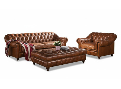 Design Chesterfield Dreisitzer 3 Sitzer Leder Couch Polster Sofas Sofa Sitz Neu