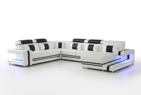 Ecksofa Sofa U Form Couch Polster Designer Leder Big Ledersofa Wohnlandschaft