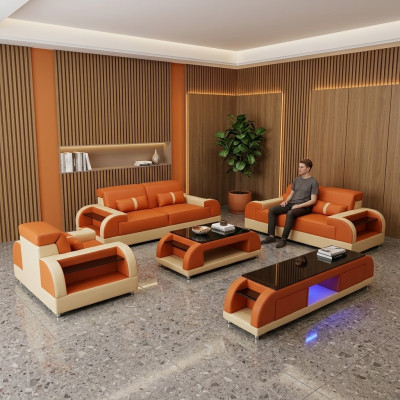 Design Sofagarnitur 3 2 1 Sitzer Couchtisch 4 tlg.Wohnzimmer Set USB Komplett