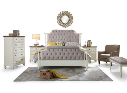 Schlafzimmer Set Bett 2x Nachttisch 3tlg. Betten Gründer Zeit Luxus Chesterfield