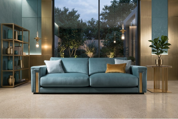 Dreisitzer 3 Sitzer Wohnzimmer Polster Textil Modern Luxus Design Sofa Möbel Neu