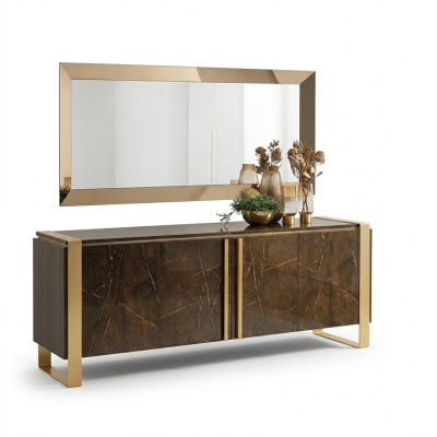 Edle Design Konsole Holz Sideboard Spiegel Anrichte Schrank 2tlg. Konsolentisch
