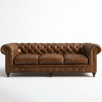 Designer Chesterfield brauner Dreisitzer Luxus 3-Sitzer Couch