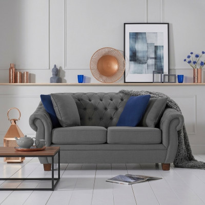 Klassische Leder Couch - Textil Chesterfield Stoff Sofa 2 Sitzer  Neu jvmoebel ®
