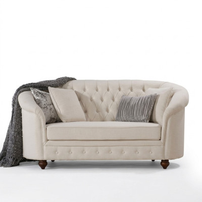 Klassische Textil Couch - Beige Chesterfield Stoff Sofa 2 Sitzer  Neu jvmoebel ®