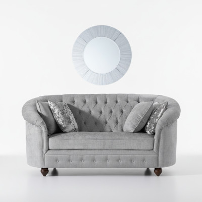 jvmoebel ® - Landhaus Designer Couch - Chesterfield Textil Sofa Grau Stoff Neu