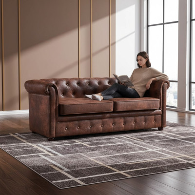 Luxuriöses Chesterfield-Sofa aus Kunstleder für das Wohnzimmer 