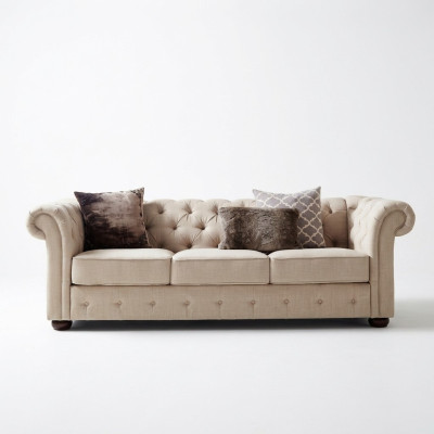 Landhaus Stil Möbel - Chesterfield Sofa Sitz Garnitur 3+2 Set Stoff