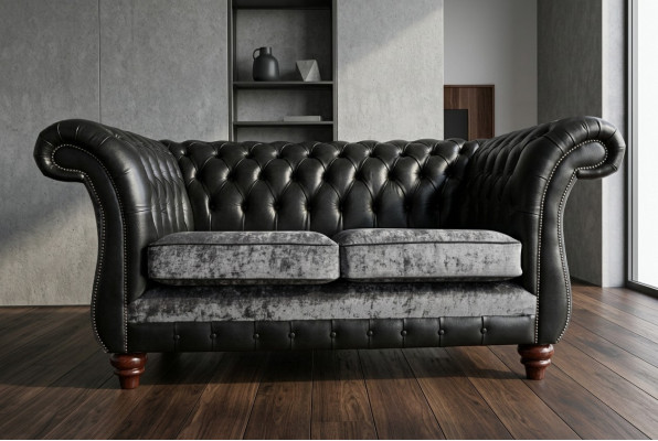 Chesterfield 2 Sitzer Klassische Luxus Barock Rokoko Couch Sofa Leder Couch Neu