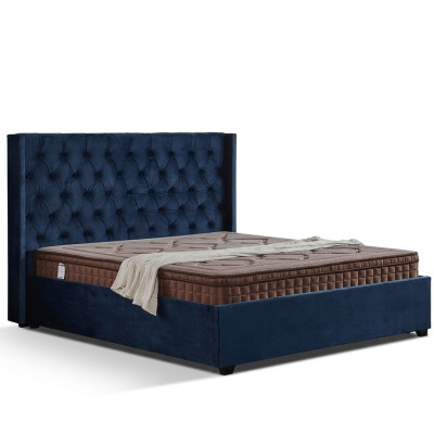 Royales Blaues Schlafzimmer Bett Polster Doppelbetten Chesterfield Design