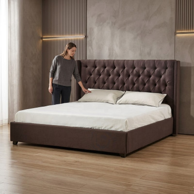 Schlafzimmer Bett 200x200cm Polster Betten Chesterfield Textil Stoff