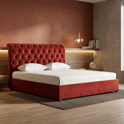Royal-rotes Schlafzimmer Chesterfield Doppelbett Polsterbetten Luxus Design