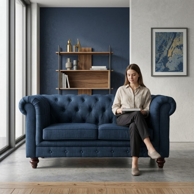 Englische Stil Möbel Chesterfield Zwei Sitzer Couch Pink Bunt Gelb Blau Sofa