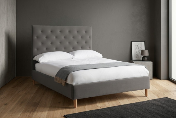 Bett Polster Design Luxus Doppel Hotel Betten Schlaf Zimmer Chesterfield Grau