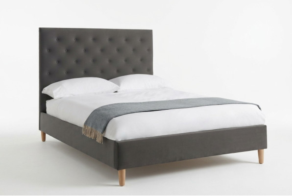 Bett Polster Design Luxus Doppel Hotel Betten Schlaf Zimmer Chesterfield Grau