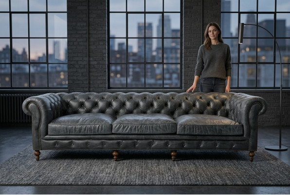 Chesterfield Sofagarnitur Sofa Couch Polster 321 Sitzer Leder Couchen