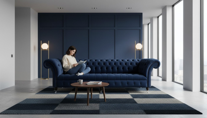 Chesterfield Sofa Samt Viersitzer Design Sofas Polster Couchen Couch Samt 265cm