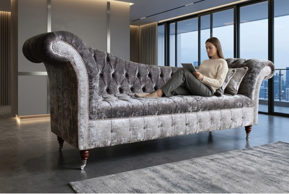 Grauer Designer 3 Sitzer Chesterfield Couch Polster Sofas Design Sofa