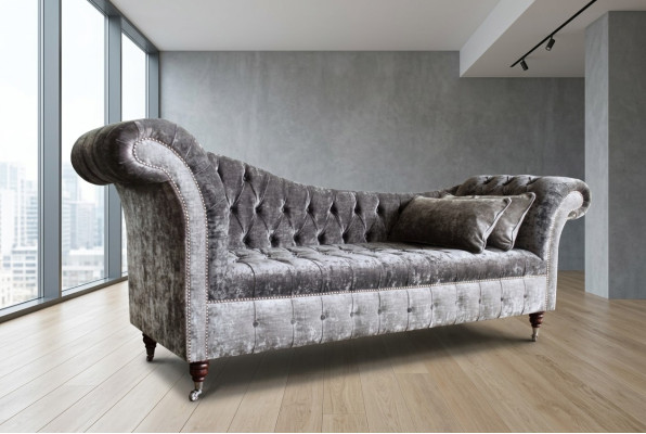 Grauer Designer 3 Sitzer Chesterfield Couch Polster Sofas Design Sofa