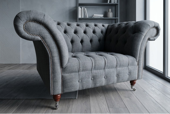 Chesterfield Design Stoff Couch Sessel 1.5 Sitzer Polster Sofas Lounge Neu Club