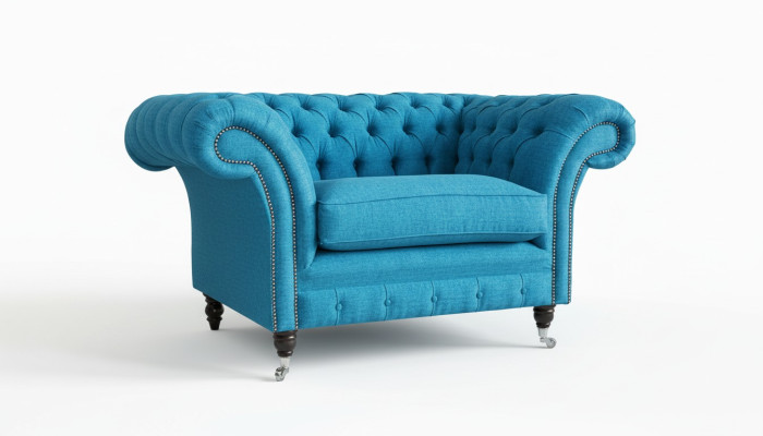 Blaue Sofa Couch Polster Chesterfield Sitzmöbel Textil Stoff Leder Couchen Neu