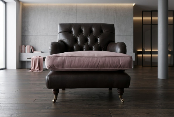 Sessel Fernseh Sitz Club Lounge Textil Leder Edler Design Chesterfield Polster