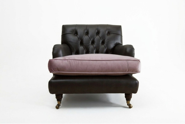 Sessel Fernseh Sitz Club Lounge Textil Leder Edler Design Chesterfield Polster