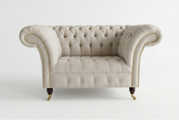 Sessel Couch Polster Sofa Textil Chesterfield Couchen 1,5 Sitzer Einsitzer Weiß