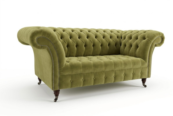 Grüne Sofa Couch Polster Chesterfield Sitzmöbel Textil Stoff Leder Couchen Neu