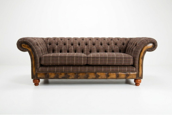 Klassische Chesterfield Sofa 3 Sitzer Design Sofas Polster Couchen Leder Braun