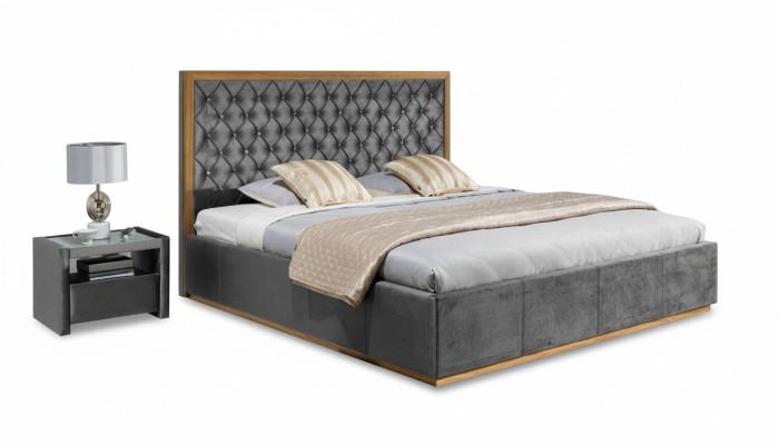 Luxus Bett Textil 2x Nachttisch 3tlg. Schlafzimmer Set Möbel Betten Bettgestell