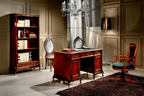 Holz Luxus Möbel Klassisches Bücherregal im Barock Stil mit 1 Schublade und Regalen