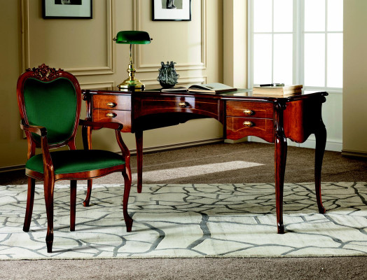 Italienische Stil Möbel Büro Einrichtung Schreibtisch Tisch Sessel Set 3tlg.