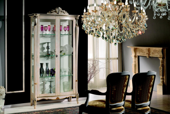 Design Möbel Holz Klassischer Barock Luxus Vitrine Schrank Regal Italienische Möbel Neu