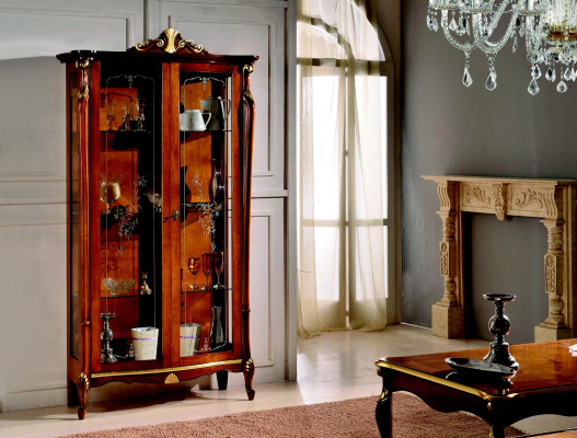 Italienische Möbel Holz Klassische Stil Design Vitrine Schrank Regal Schränke