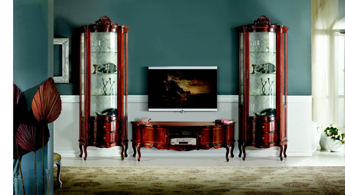 Design Italienische Luxus Stil Wohnzimmer Möbel Vitrine Schrank Barock Rokoko Stil Set
